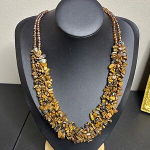 Tiger’s Eye Chip Beaded Boho Southwestern Necklace
